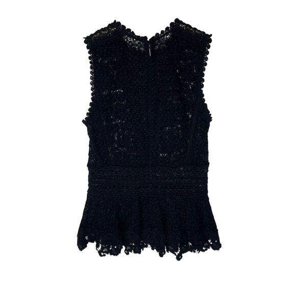 REBECCA TAYLOR Women’s Black Lace Sleeveless Peplum Top size 4 - Picture 7 of 8